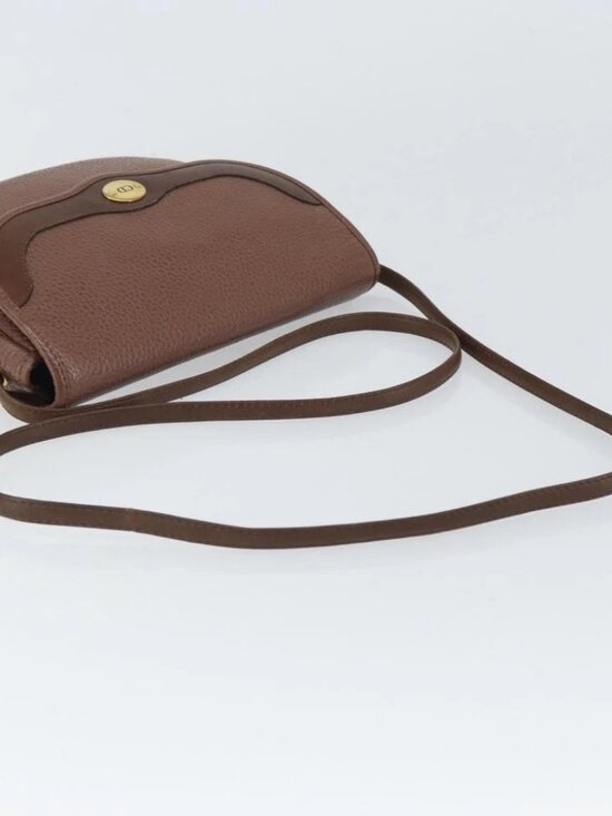 Christian Dior Shoulder Bag Leather Brown Gold Auth - Picture 7 of 15